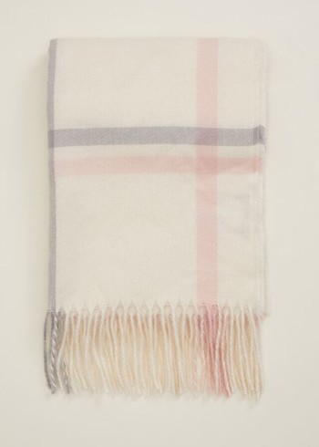 Phase Eight Sollie Check Scarves White Canada | FURHGY-508